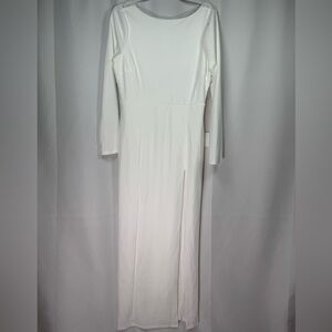 Lulus Romantic Moments Lace Long Sleeve Maxi Dress White XL